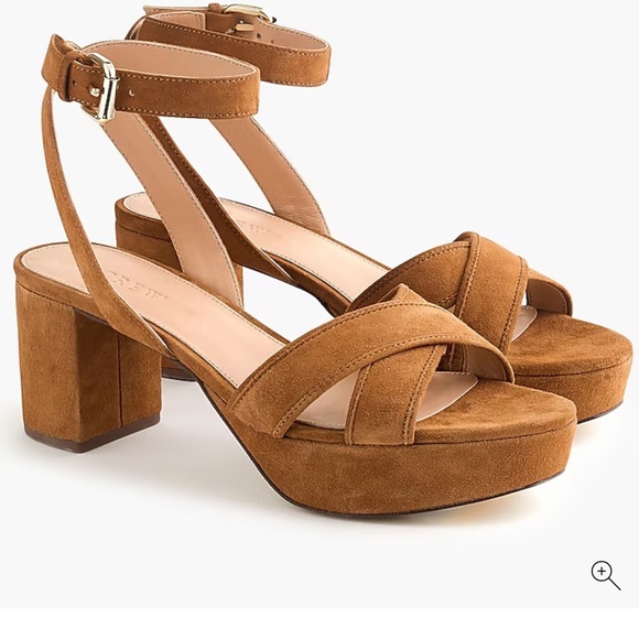 J. Crew Shoes - J. Crew Criss-cross tan suede platform heels 11